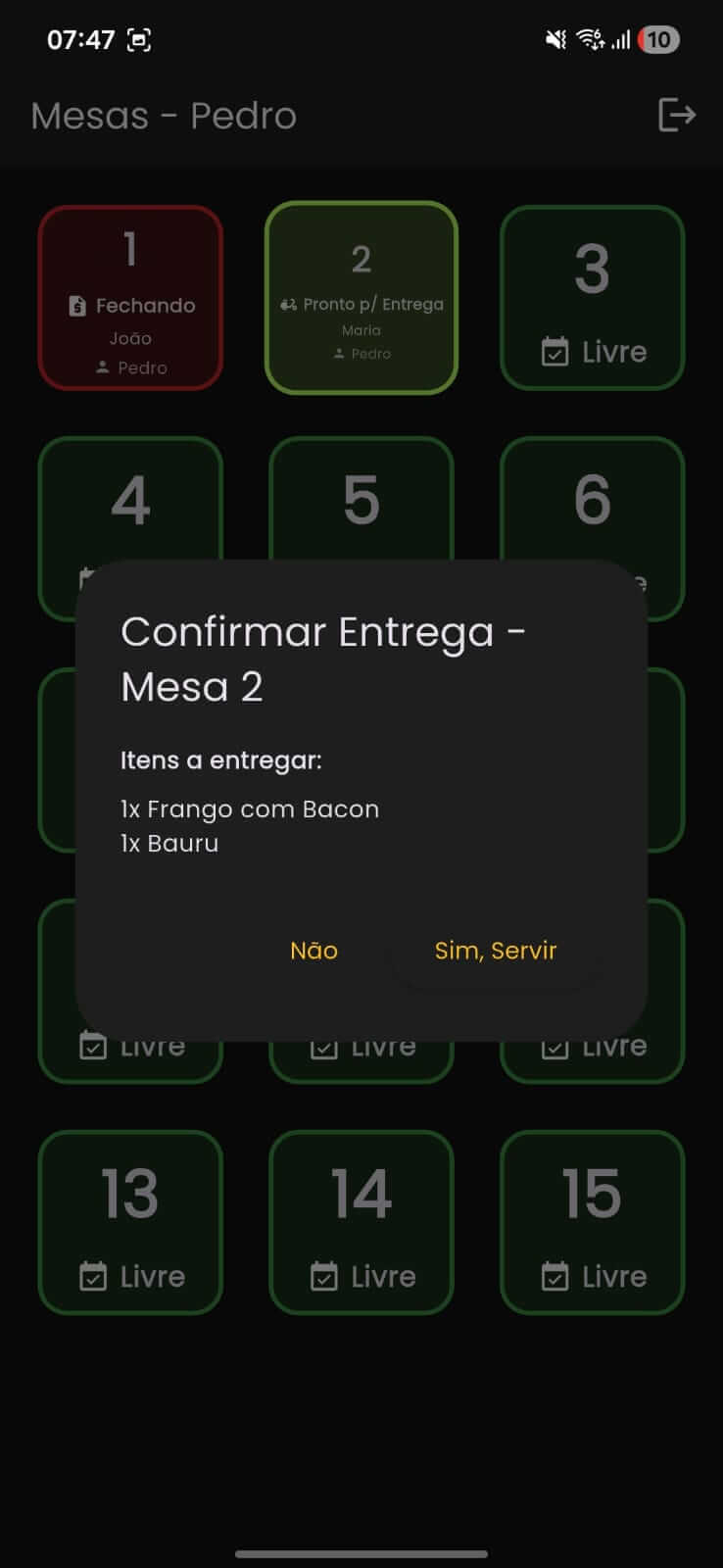 Confirmação de entrega